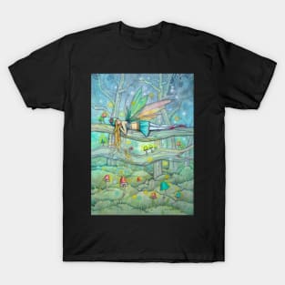 Enchanted Forest Fairy and Mushrooms Fantasy Art by Molly Harrison T-Shirt